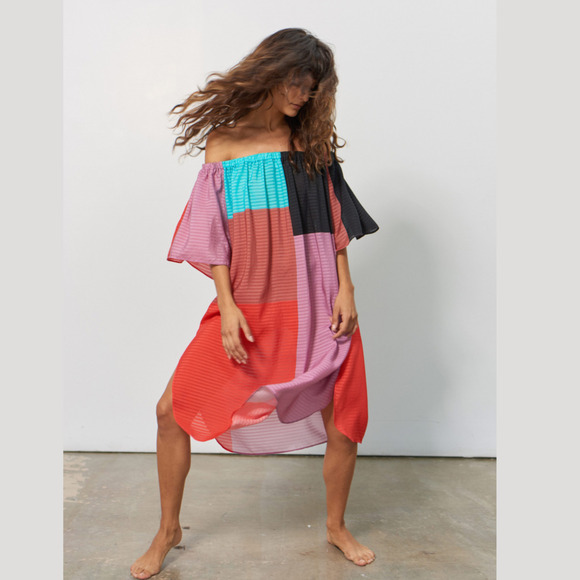 Mara Hoffman Women's Swim Lula Cover Up in Mesa Color Block Size Small - Picture 1 of 10